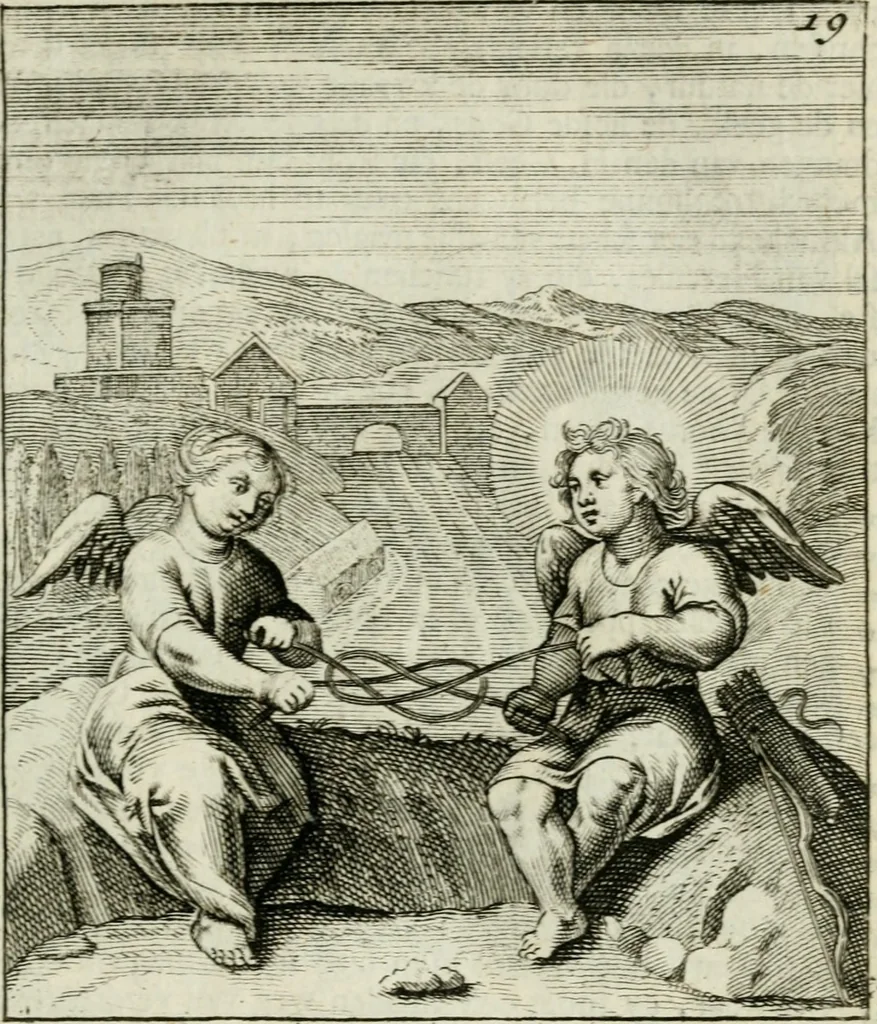 An illustration from Cl. Bruins Aanmerkingen op Otto van Veens Zinnebeelden der goddelyke liefde, 1726, leaf 54