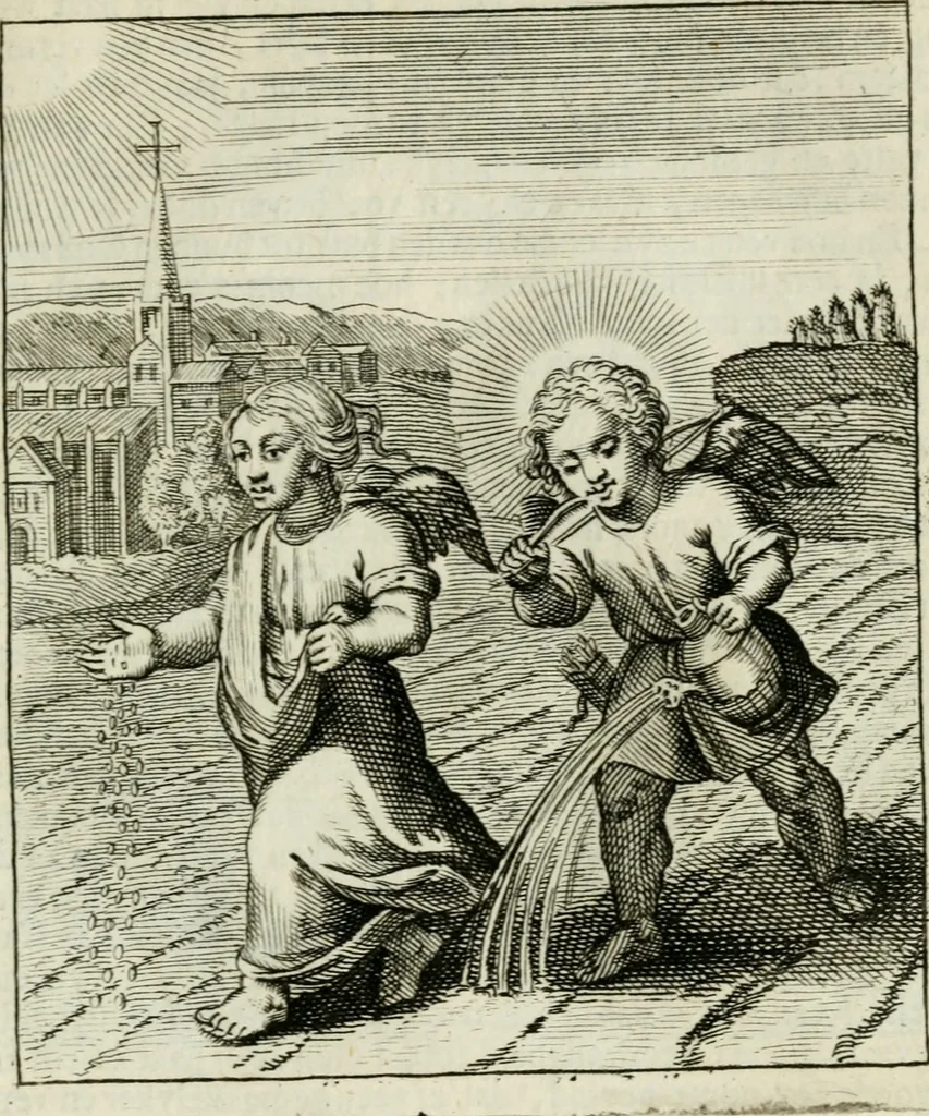An illustration from Cl. Bruins Aanmerkingen op Otto van Veens Zinnebeelden der goddelyke liefde, 1726, leaf 60