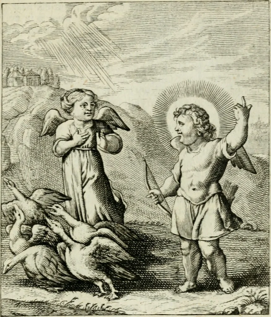 An illustration from Cl. Bruins Aanmerkingen op Otto van Veens Zinnebeelden der goddelyke liefde, 1726, leaf 62