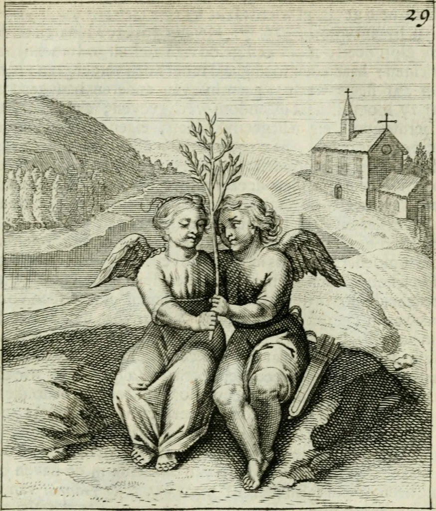 An illustration from Cl. Bruins Aanmerkingen op Otto van Veens Zinnebeelden der goddelyke liefde, 1726, leaf 74