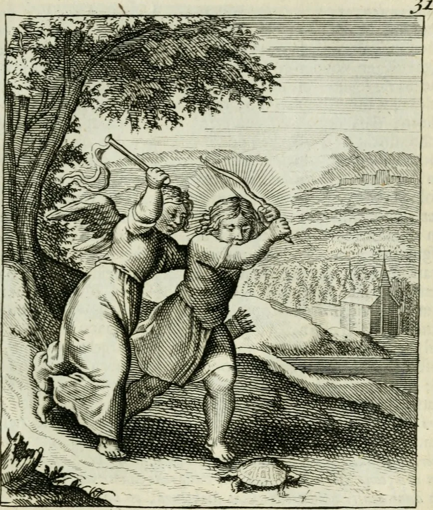 An illustration from Cl. Bruins Aanmerkingen op Otto van Veens Zinnebeelden der goddelyke liefde, 1726, leaf 78