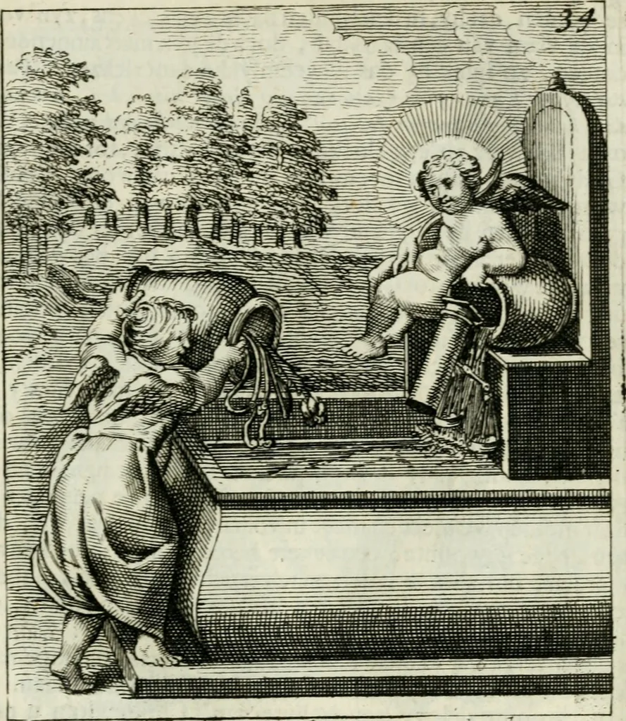 An illustration from Cl. Bruins Aanmerkingen op Otto van Veens Zinnebeelden der goddelyke liefde, 1726, leaf 84