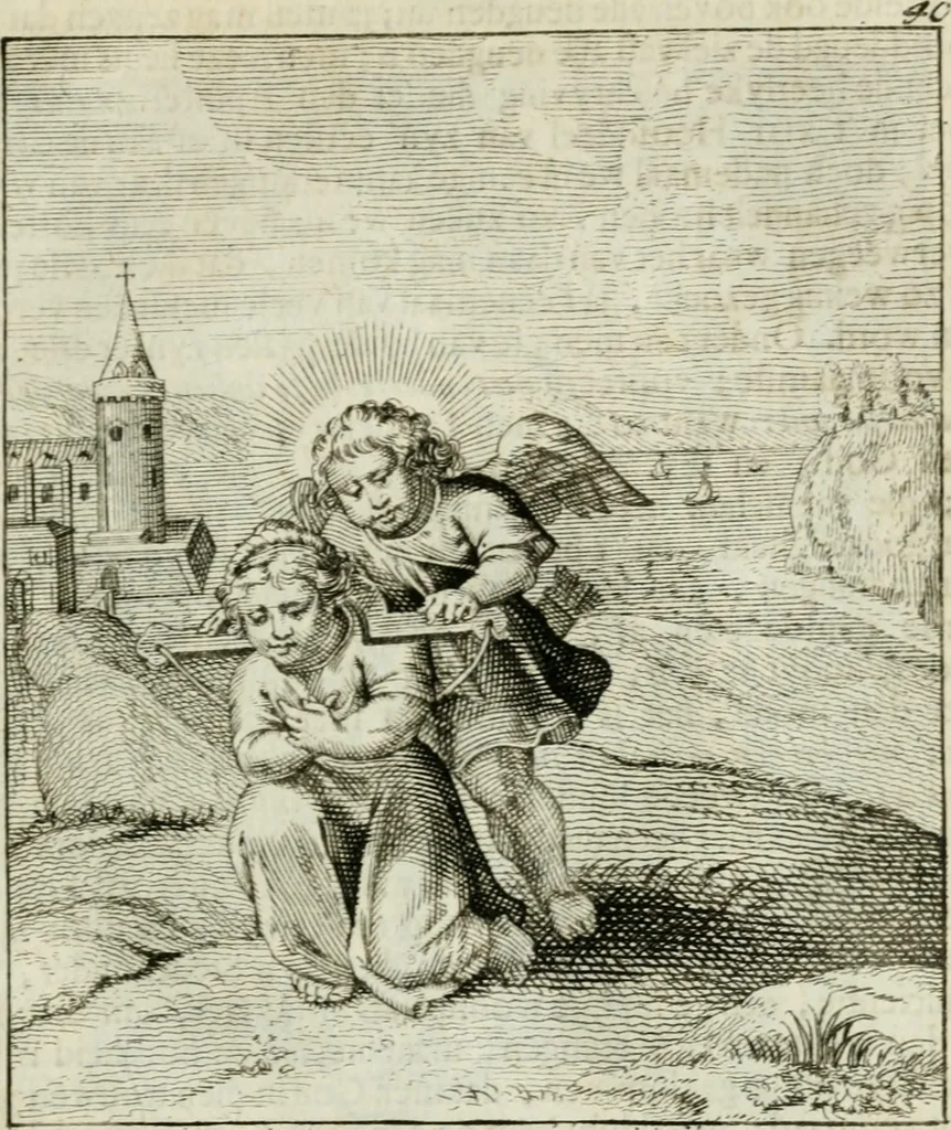 An illustration from Cl. Bruins Aanmerkingen op Otto van Veens Zinnebeelden der goddelyke liefde, 1726, leaf 96