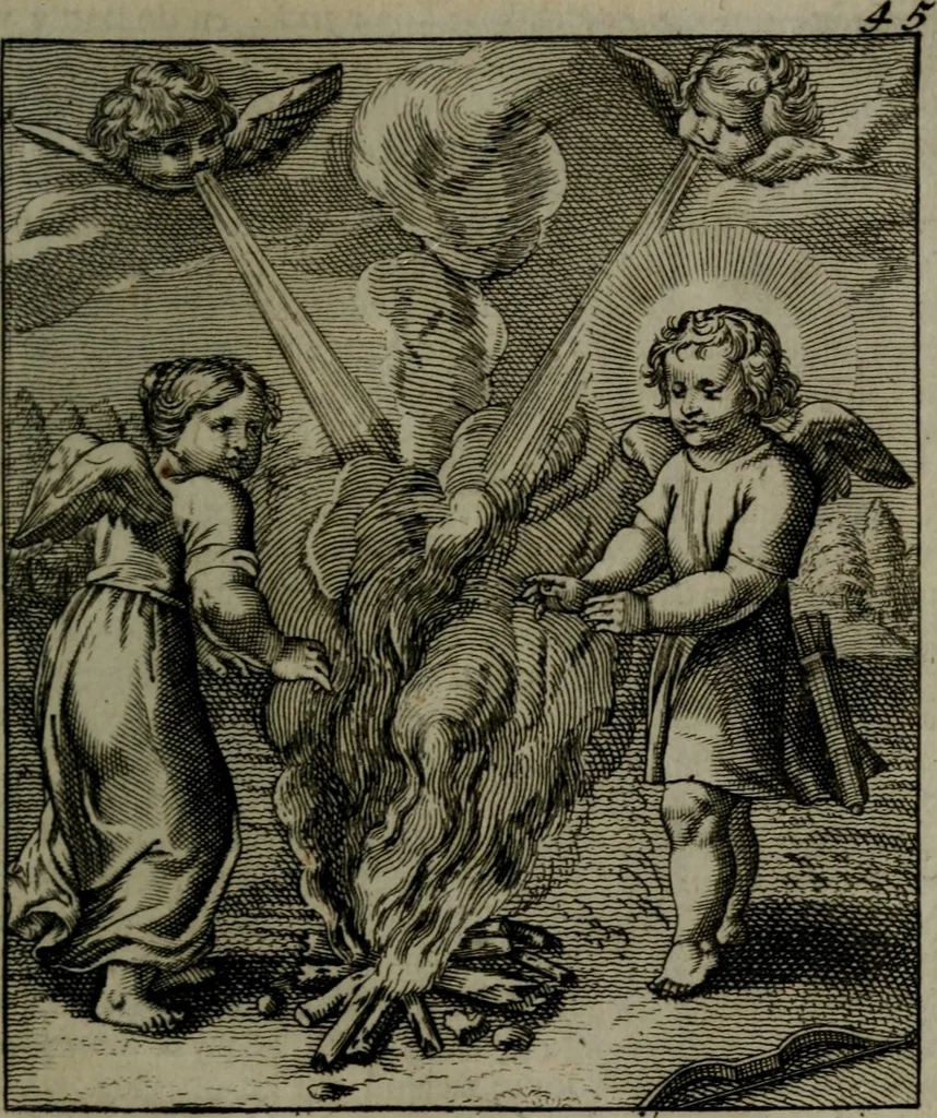 An illustration from Cl. Bruins Aanmerkingen, op Otto van Veens Zinnebeelden der goddelyke liefde, 1726, leaf 106
