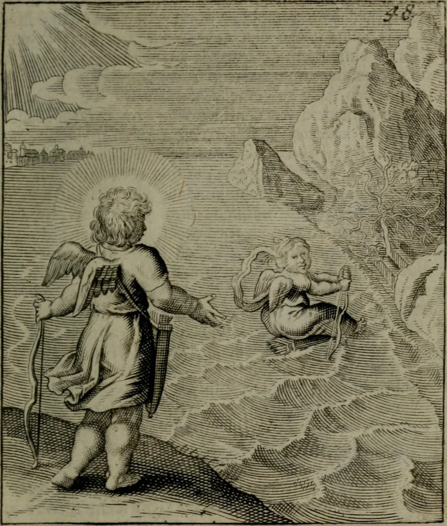 An illustration from Cl. Bruins Aanmerkingen, op Otto van Veens Zinnebeelden der goddelyke liefde, 1726, leaf 112