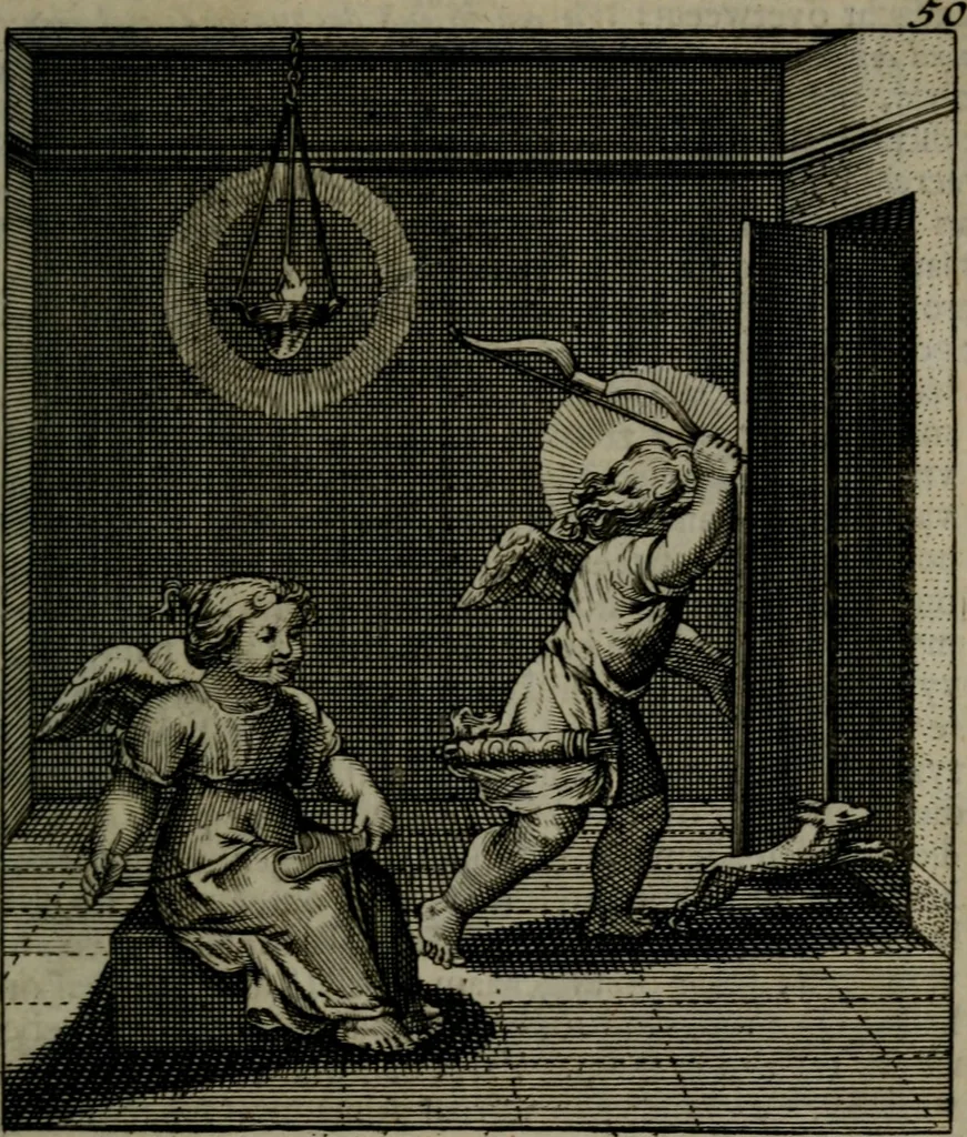 An illustration from Cl. Bruins Aanmerkingen, op Otto van Veens Zinnebeelden der goddelyke liefde, 1726, leaf 116