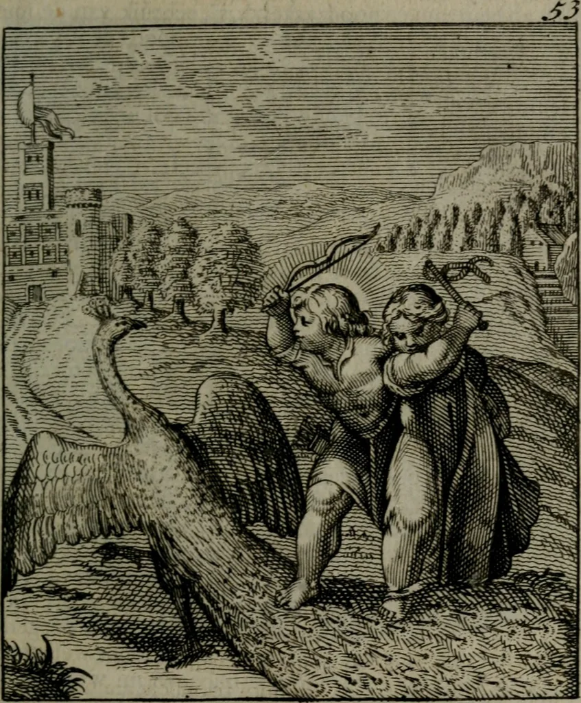 An illustration from Cl. Bruins Aanmerkingen, op Otto van Veens Zinnebeelden der goddelyke liefde, 1726, leaf 122