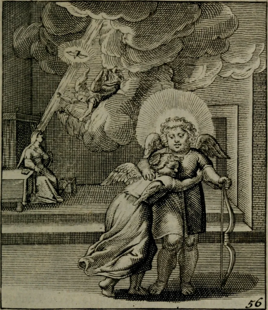 An illustration from Cl. Bruins Aanmerkingen, op Otto van Veens Zinnebeelden der goddelyke liefde, 1726, leaf 128