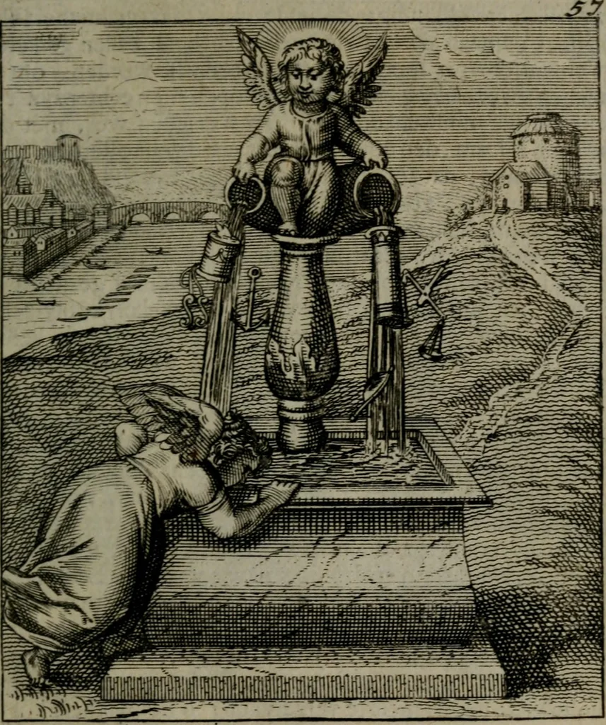 An illustration from Cl. Bruins Aanmerkingen, op Otto van Veens Zinnebeelden der goddelyke liefde, 1726, leaf 130