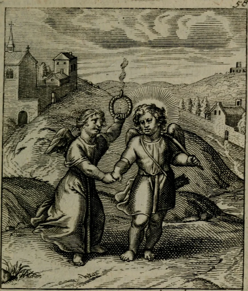 An illustration from Cl. Bruins Aanmerkingen, op Otto van Veens Zinnebeelden der goddelyke liefde, 1726, leaf 132