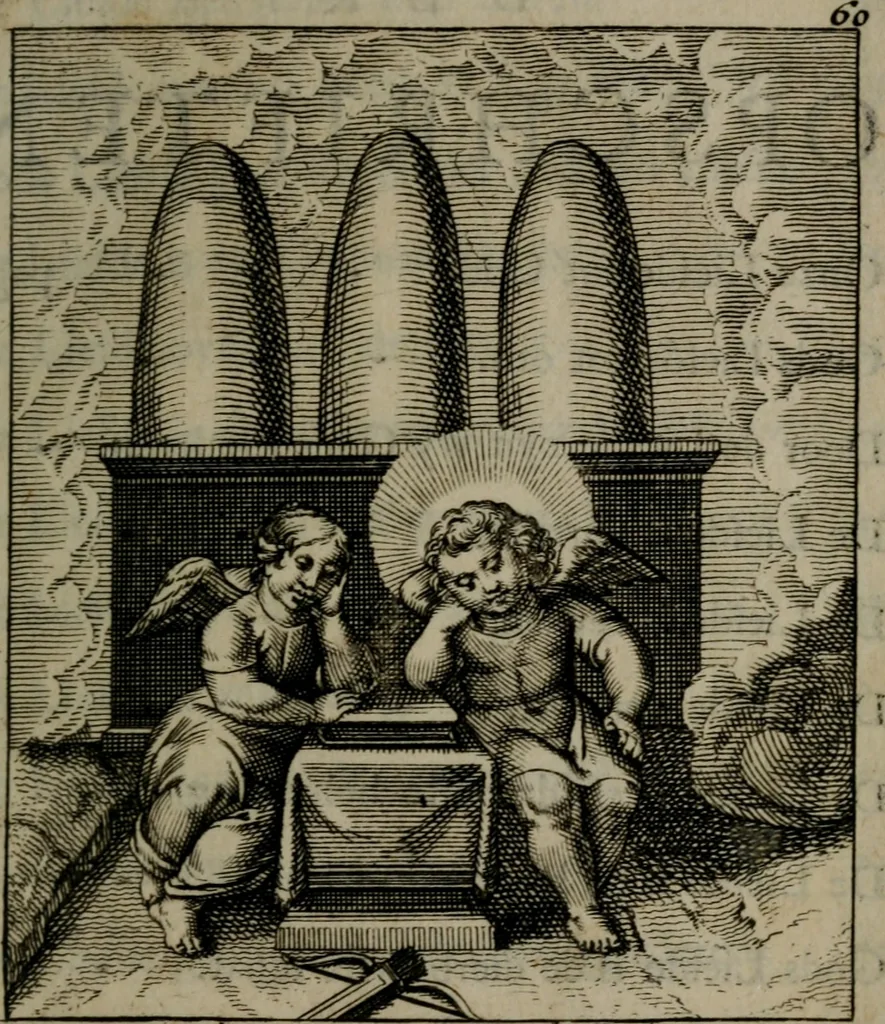 An illustration from Cl. Bruins Aanmerkingen, op Otto van Veens Zinnebeelden der goddelyke liefde, 1726, leaf 136