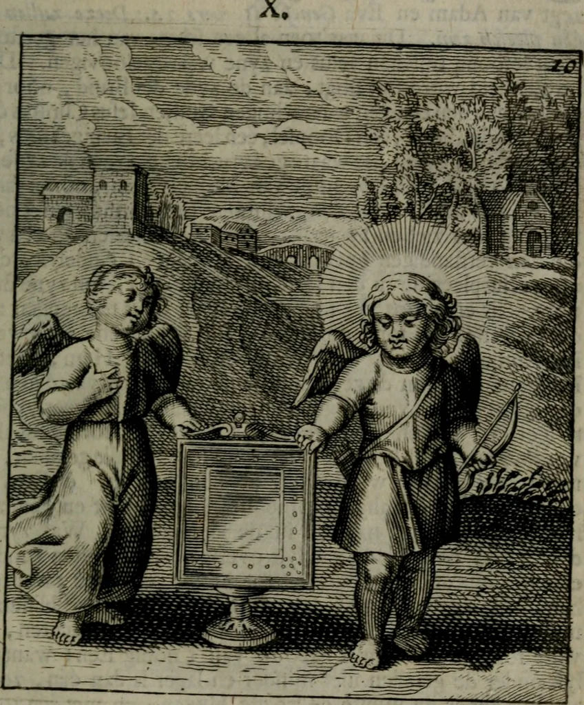 An illustration from Cl. Bruins Aanmerkingen, op Otto van Veens Zinnebeelden der goddelyke liefde, 1726, leaf 36