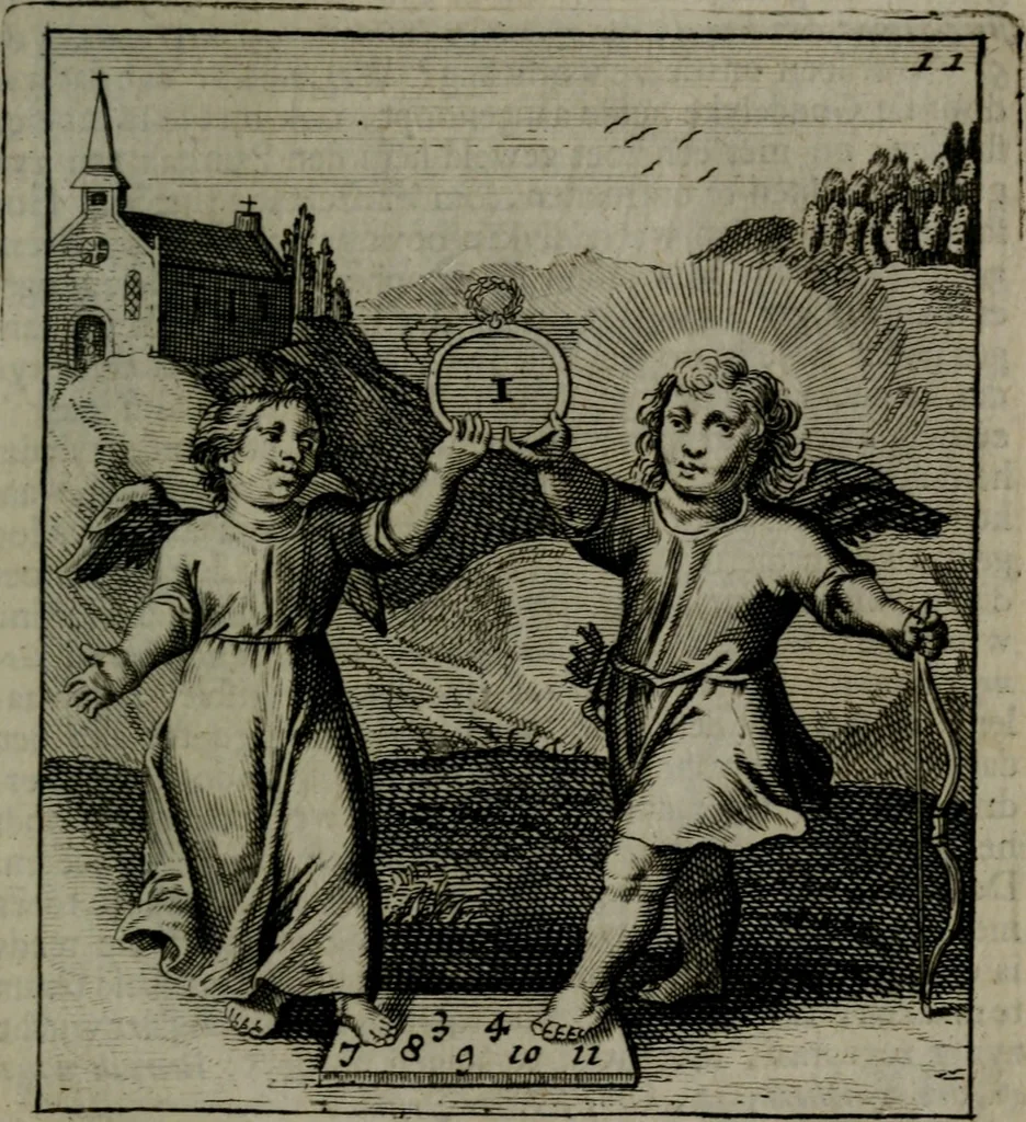 An illustration from Cl. Bruins Aanmerkingen, op Otto van Veens Zinnebeelden der goddelyke liefde, 1726, leaf 38
