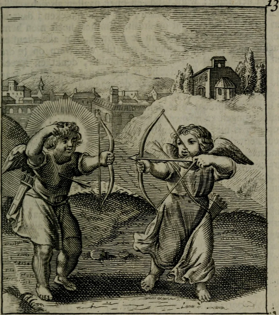 An illustration from Cl. Bruins Aanmerkingen, op Otto van Veens Zinnebeelden der goddelyke liefde, 1726, leaf 42