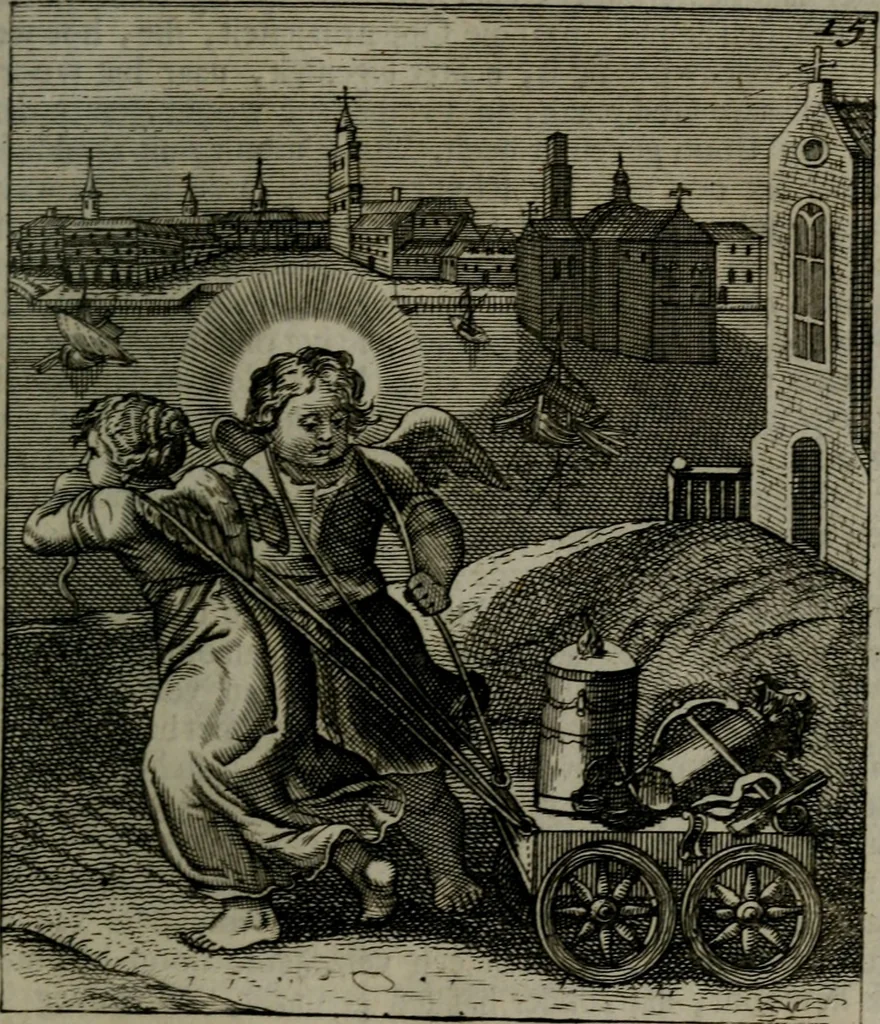 An illustration from Cl. Bruins Aanmerkingen, op Otto van Veens Zinnebeelden der goddelyke liefde, 1726, leaf 46