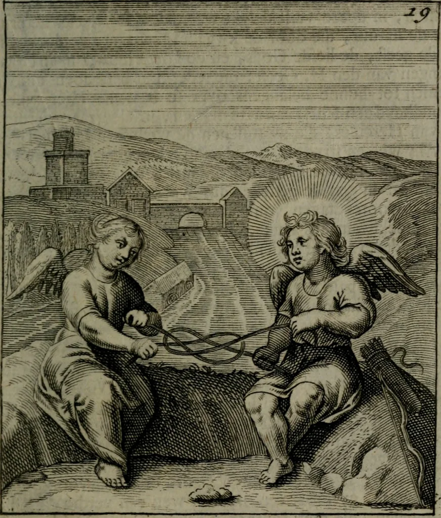 An illustration from Cl. Bruins Aanmerkingen, op Otto van Veens Zinnebeelden der goddelyke liefde, 1726, leaf 54