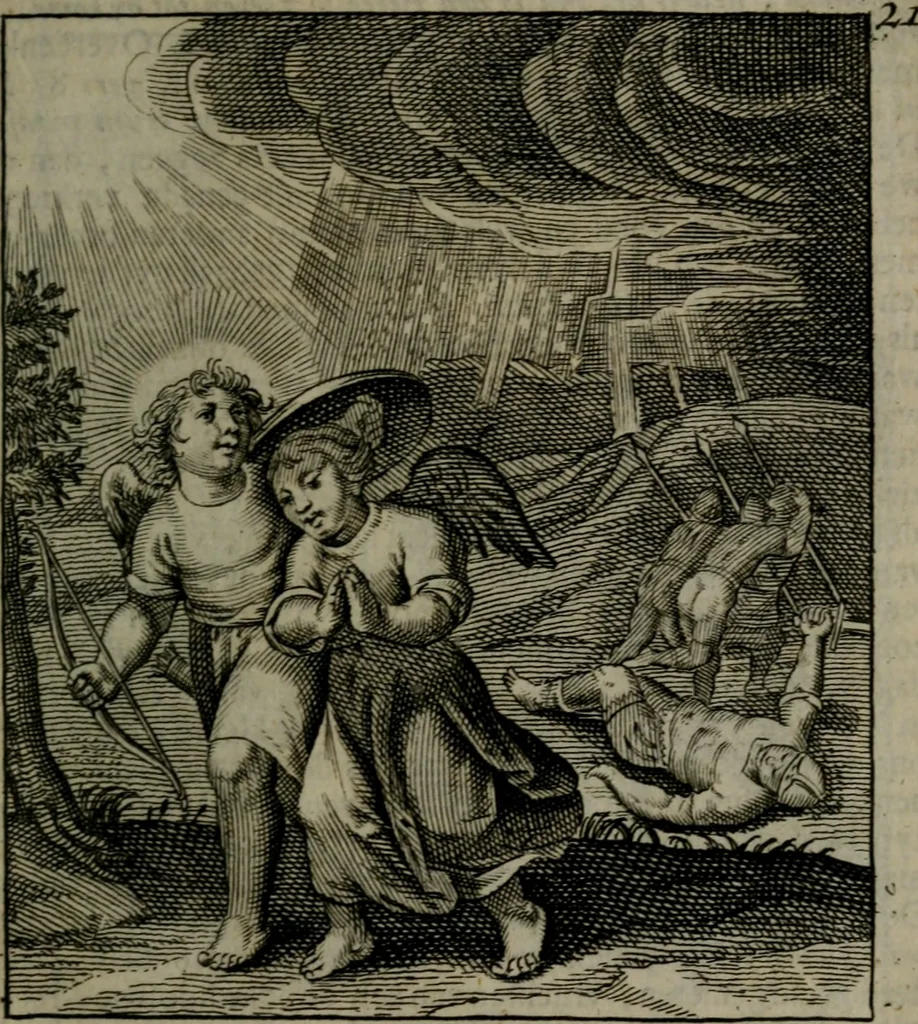 An illustration from Cl. Bruins Aanmerkingen, op Otto van Veens Zinnebeelden der goddelyke liefde, 1726, leaf 58