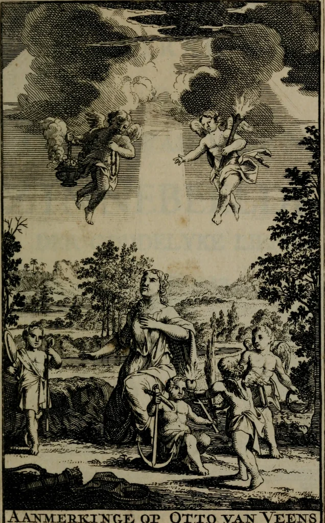 An illustration from Cl. Bruins Aanmerkingen, op Otto van Veens Zinnebeelden der goddelyke liefde, 1726, leaf 6