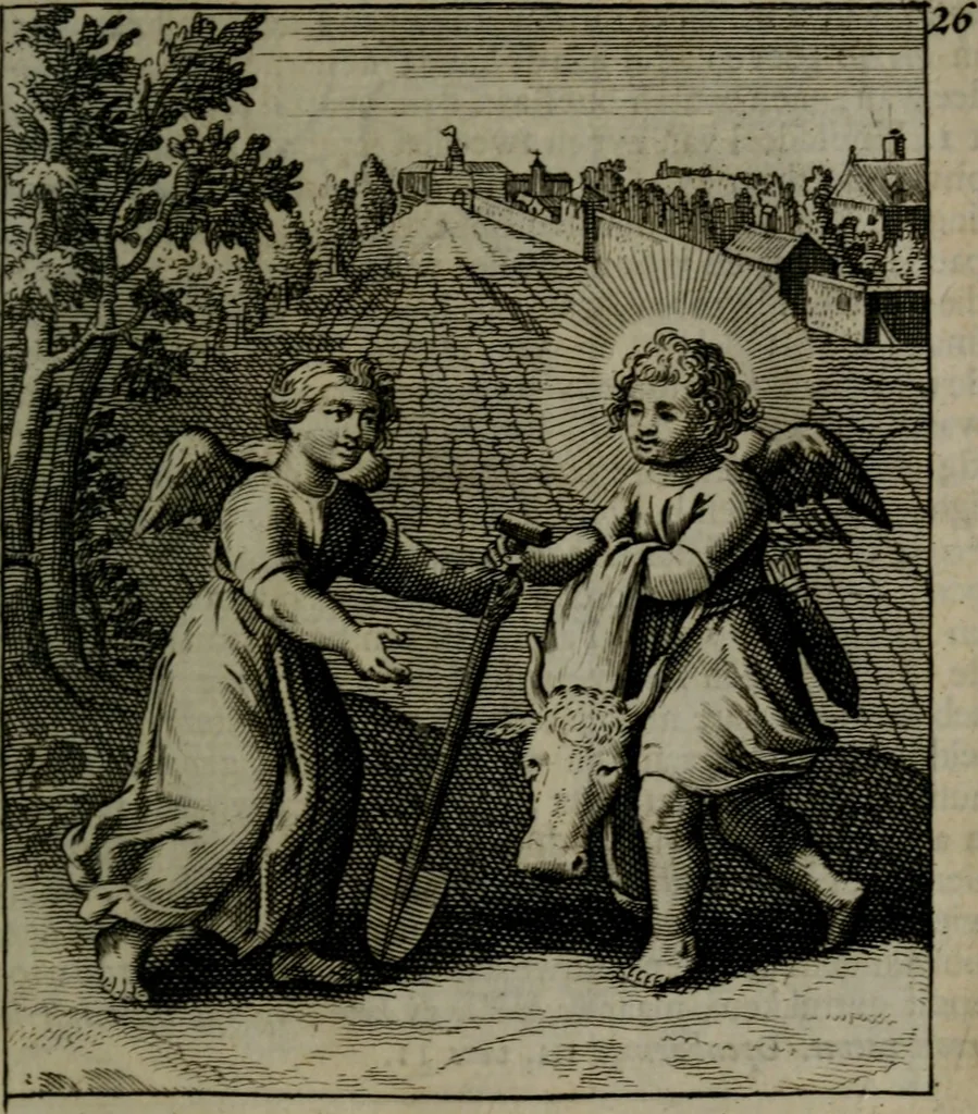 An illustration from Cl. Bruins Aanmerkingen, op Otto van Veens Zinnebeelden der goddelyke liefde, 1726, leaf 68