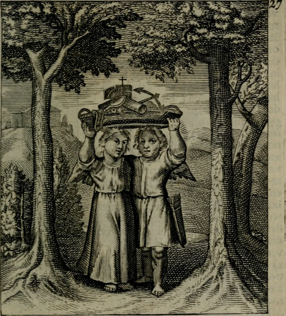An illustration from Cl. Bruins Aanmerkingen, op Otto van Veens Zinnebeelden der goddelyke liefde, 1726, leaf 70