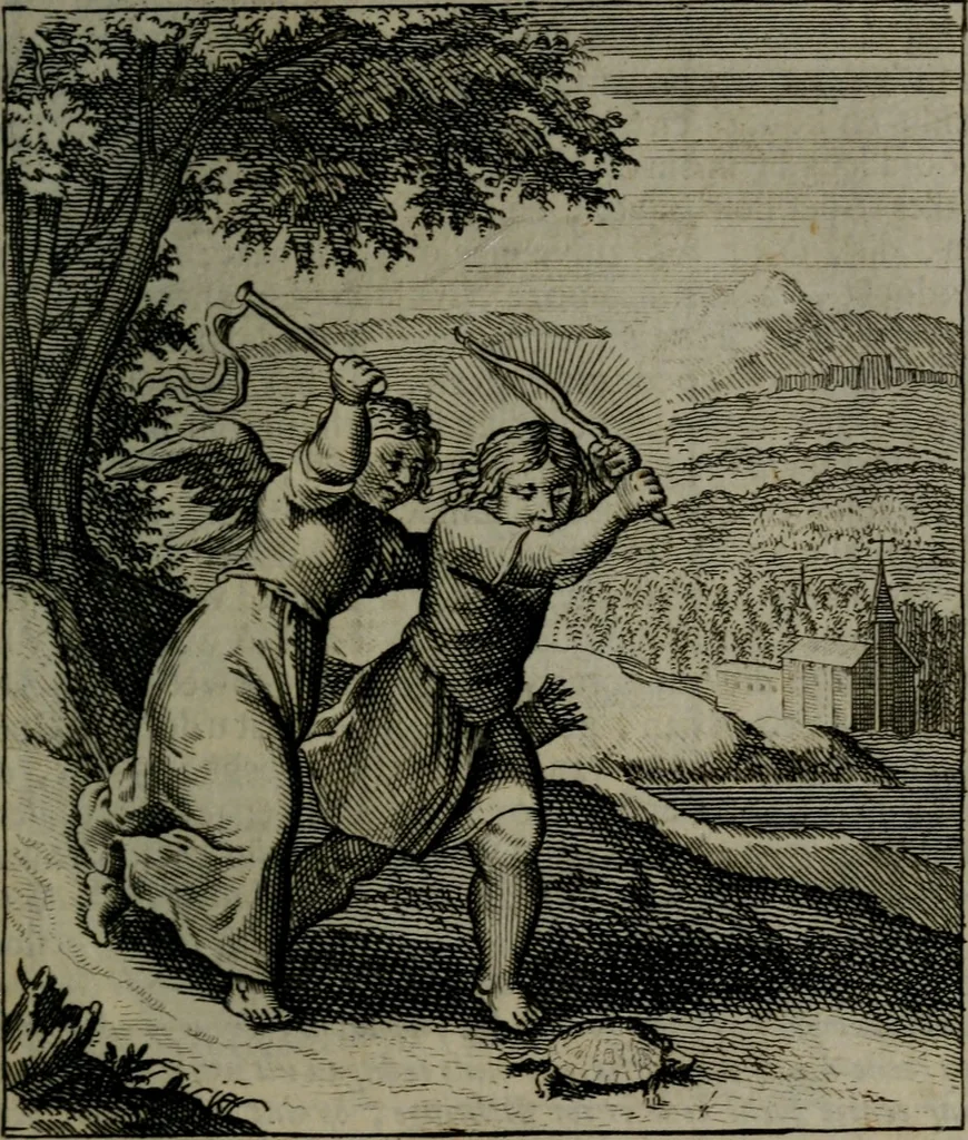 An illustration from Cl. Bruins Aanmerkingen, op Otto van Veens Zinnebeelden der goddelyke liefde, 1726, leaf 78