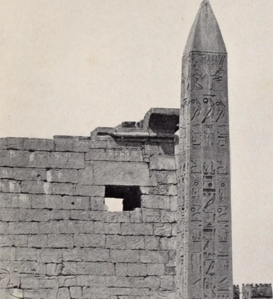 An illustration from Cleopatra's needle : an account of the negotiations leading up to its gift to the city of New York by the Khedive of Egypt, its removal and its history and inscriptions, reprinted from "Egypt and its betrayal", 1908, leaf 16