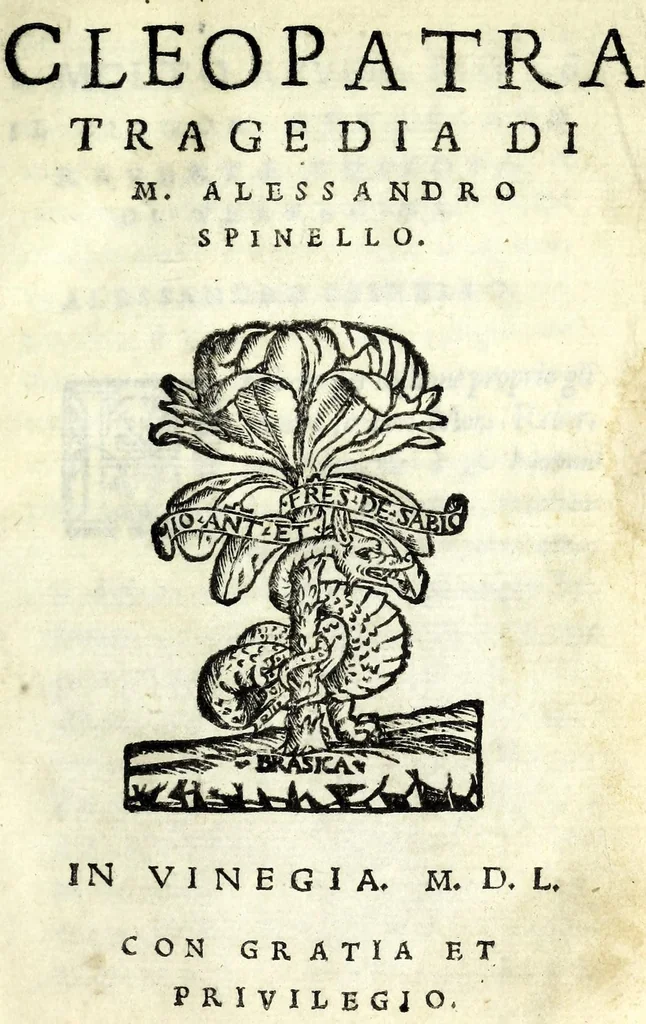 An illustration from Cleopatra : tragedia, 1550, leaf 3