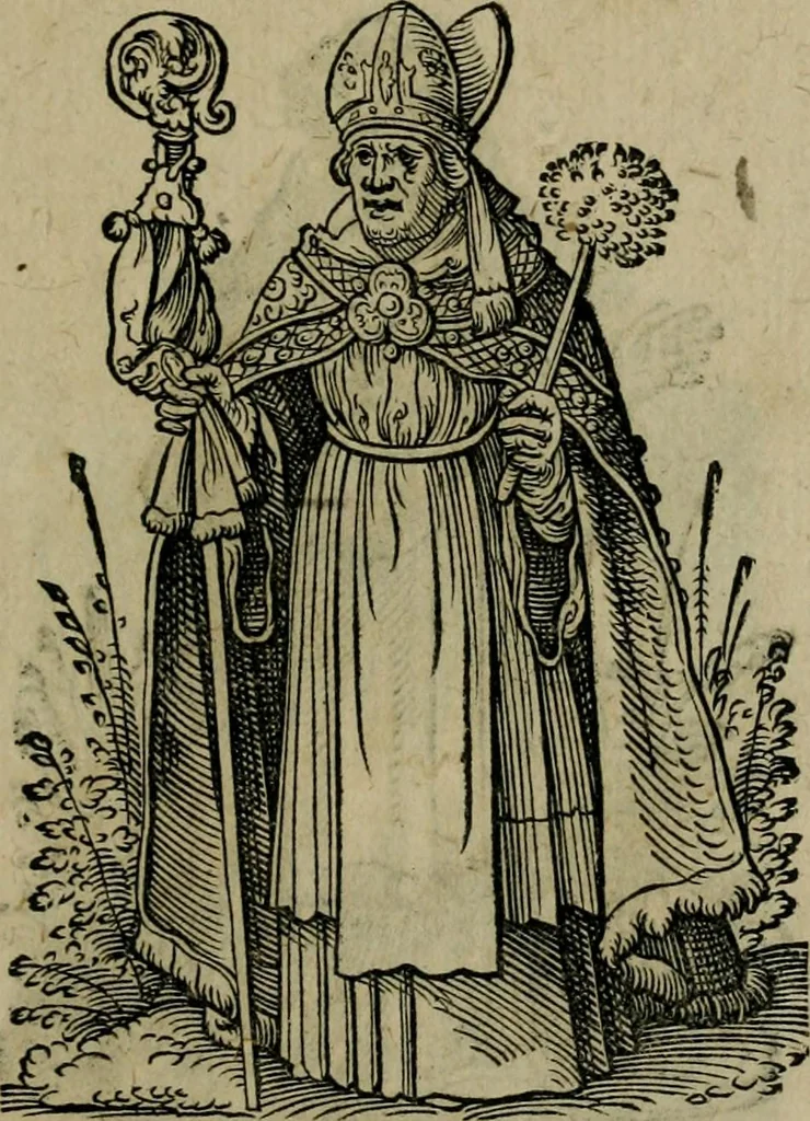 An illustration from Cleri totius Romanae ecclesiae subiecti, seu, Pontificiorvm ordinvm omnivm omnino vtrivsqve sexvs, habitvs, artificiosissimis figuris, quibus Francisci Modii singula octosticha adiecta sunt, nunc primùm à Ivdoco Ammanno expressi: neqve vnquam antehac similiter editi. Addito libello singvlari eivsdem Francisci Modij Brug. in quo cuiusque ordinis ecclesiastici origo, progressus & vestitus ratio breuiter ex variis historicis delineatur, 1585, leaf 18