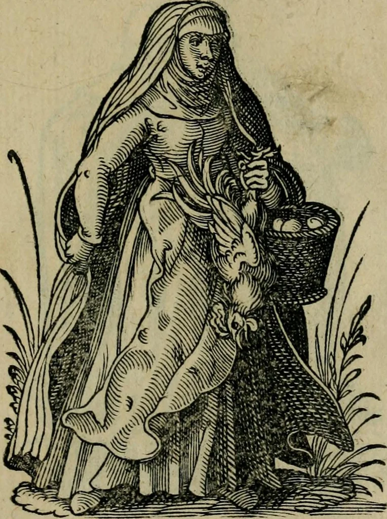 An illustration from Cleri totius Romanae ecclesiae subiecti, seu, Pontificiorvm ordinvm omnivm omnino vtrivsqve sexvs, habitvs, artificiosissimis figuris, quibus Francisci Modii singula octosticha adiecta sunt, nunc primùm à Ivdoco Ammanno expressi: neqve vnquam antehac similiter editi. Addito libello singvlari eivsdem Francisci Modij Brug. in quo cuiusque ordinis ecclesiastici origo, progressus & vestitus ratio breuiter ex variis historicis delineatur, 1585, leaf 34