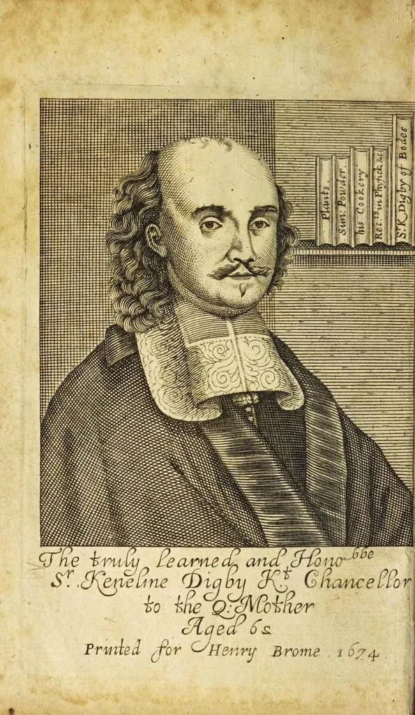 An illustration from The closet of the eminently learned Sir Kenelme Digby Kt. opened : whereby is discovered several ways for making of metheglin, syder, cherry-wine, &c., together with excellent directions for cookery, as also for preserving, conserving, candying, &c., 1677, leaf 6