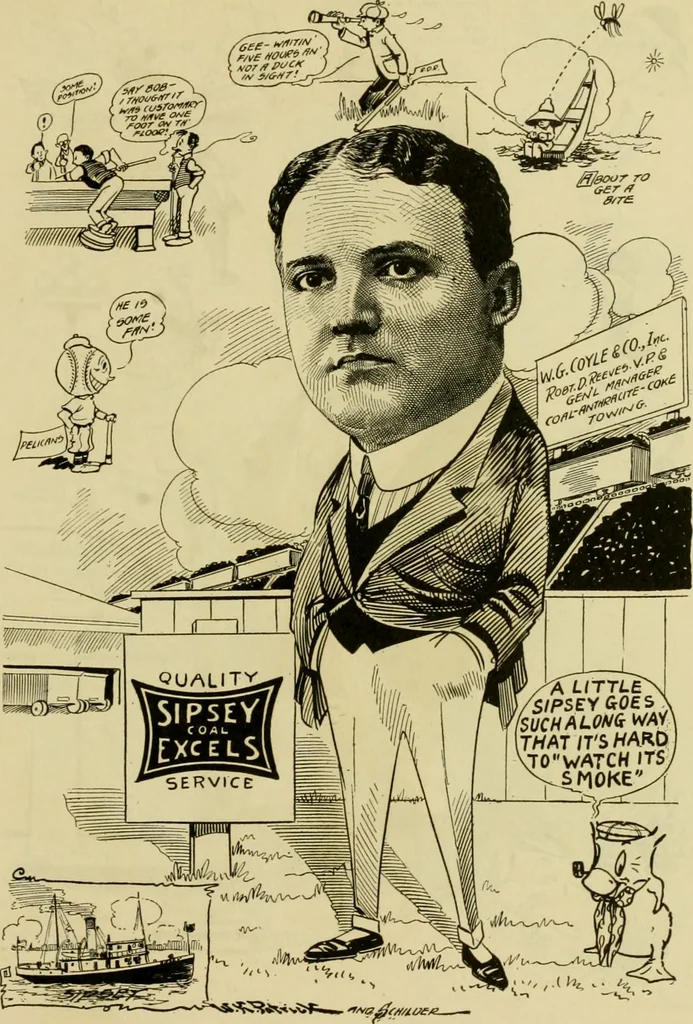 An illustration from Club men of Louisiana in caricature, 1917, leaf 106