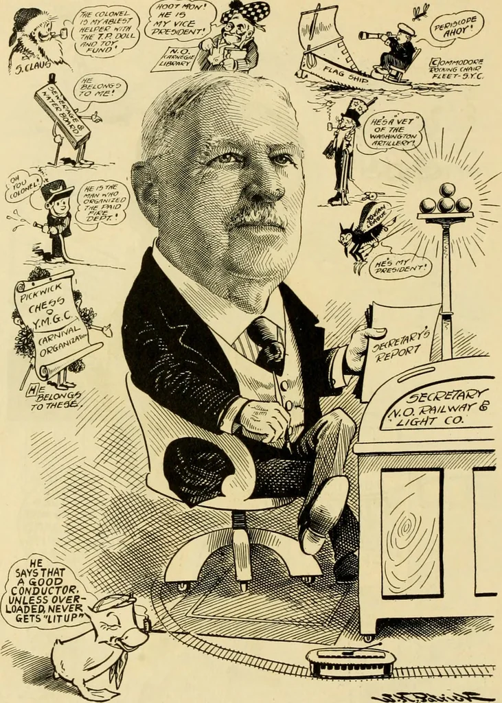 An illustration from Club men of Louisiana in caricature, 1917, leaf 107