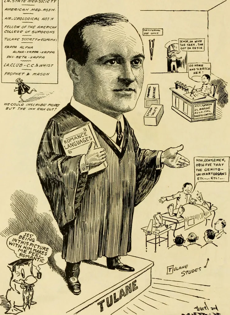 An illustration from Club men of Louisiana in caricature, 1917, leaf 109
