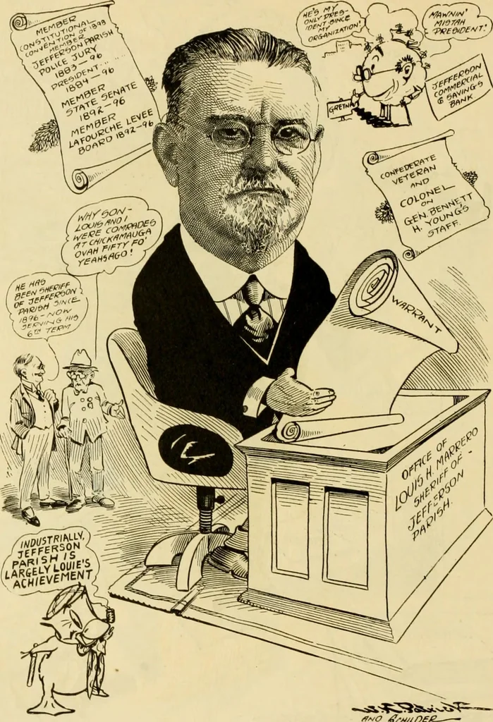 An illustration from Club men of Louisiana in caricature, 1917, leaf 111