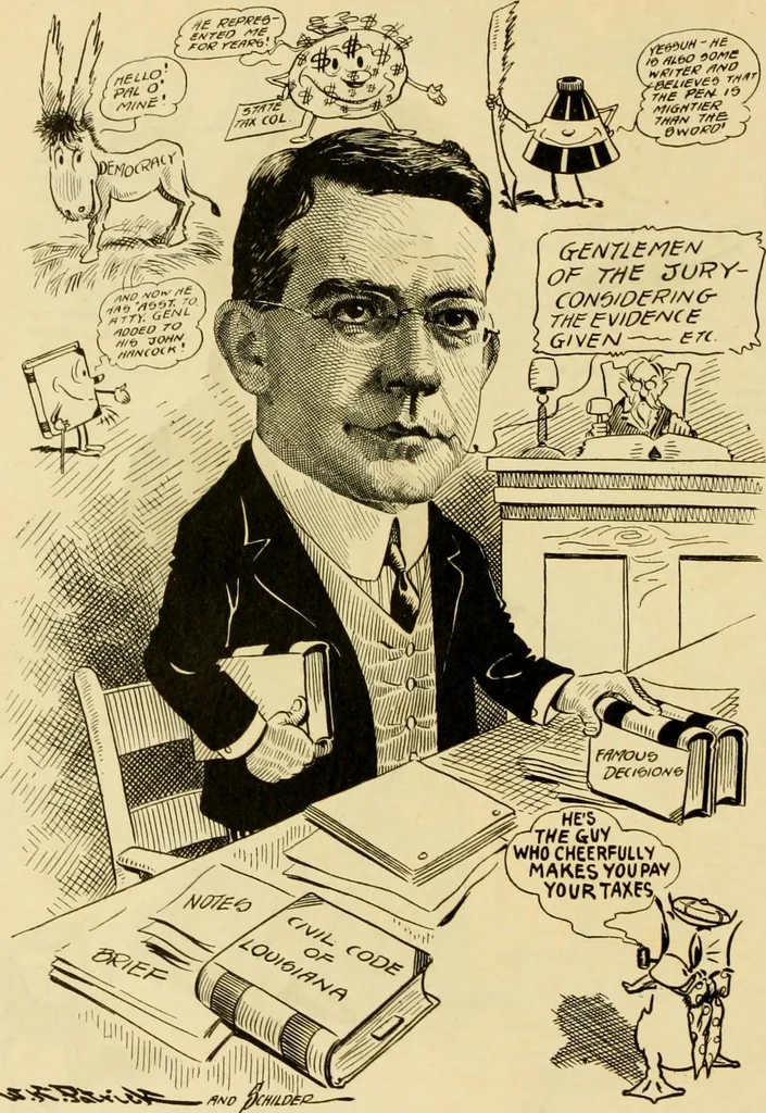 An illustration from Club men of Louisiana in caricature, 1917, leaf 123