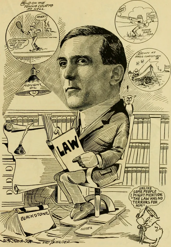 An illustration from Club men of Louisiana in caricature, 1917, leaf 124