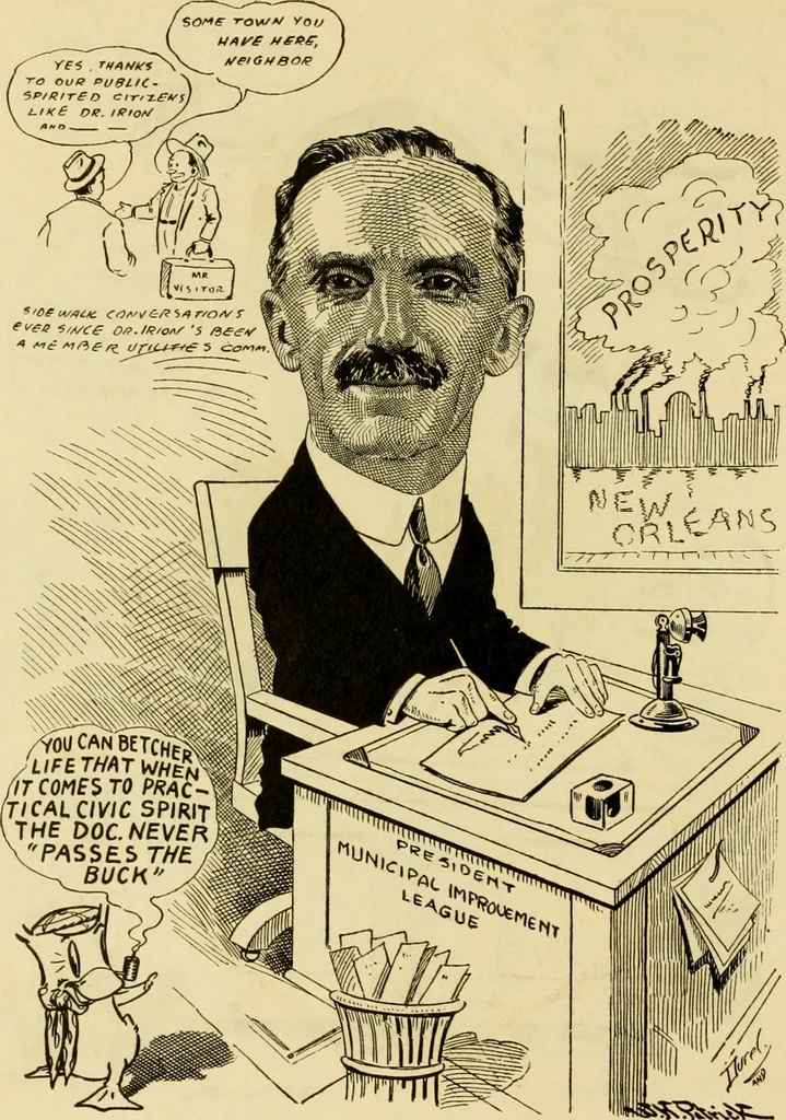 An illustration from Club men of Louisiana in caricature, 1917, leaf 127