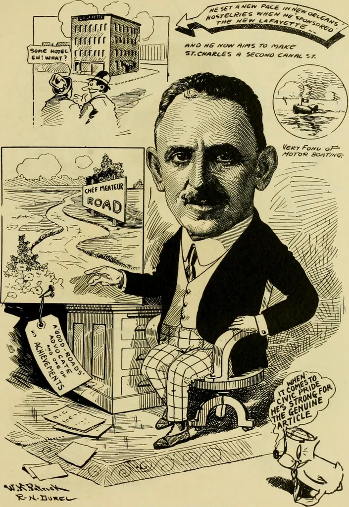 An illustration from Club men of Louisiana in caricature, 1917, leaf 130