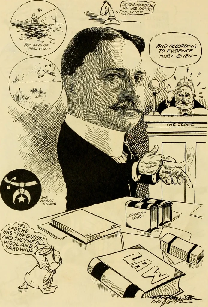 An illustration from Club men of Louisiana in caricature, 1917, leaf 131