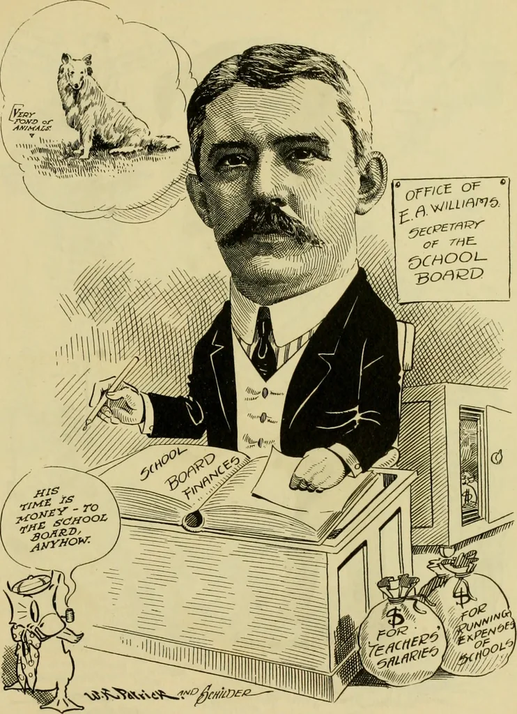 An illustration from Club men of Louisiana in caricature, 1917, leaf 136