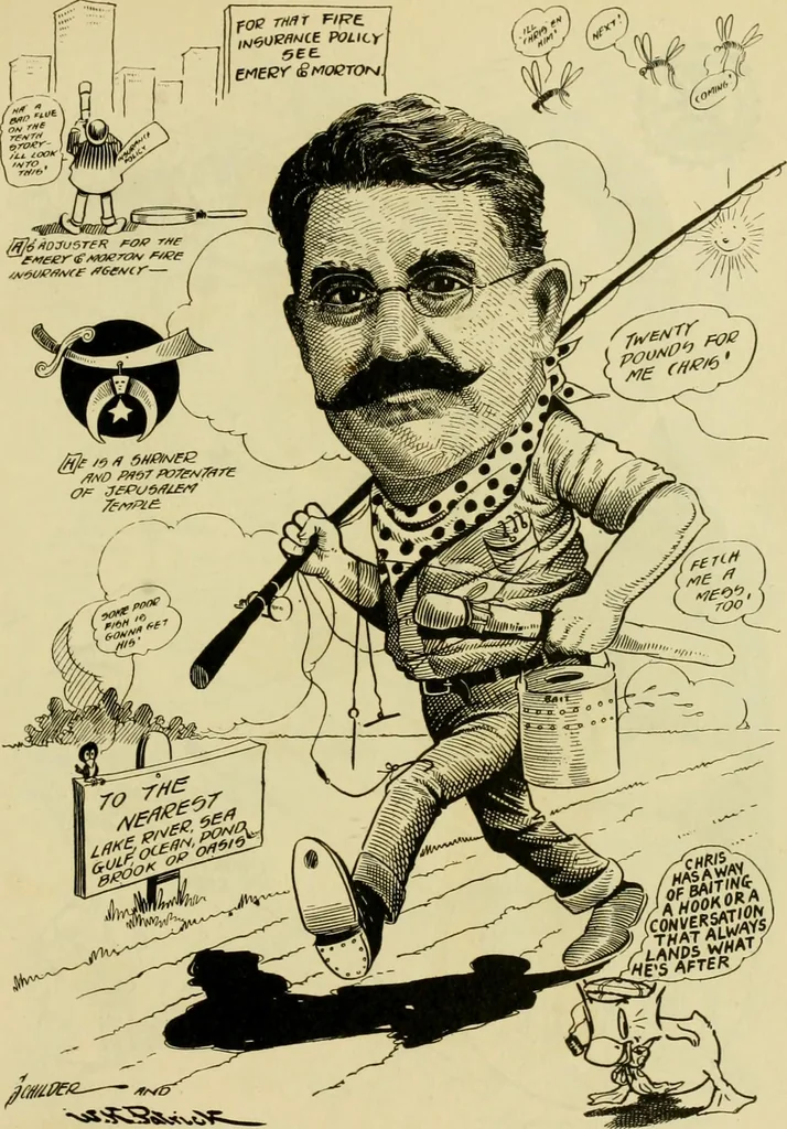 An illustration from Club men of Louisiana in caricature, 1917, leaf 138