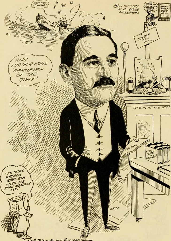 An illustration from Club men of Louisiana in caricature, 1917, leaf 141