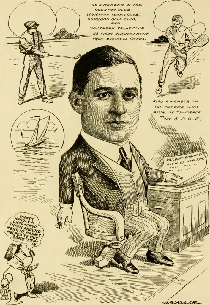 An illustration from Club men of Louisiana in caricature, 1917, leaf 145