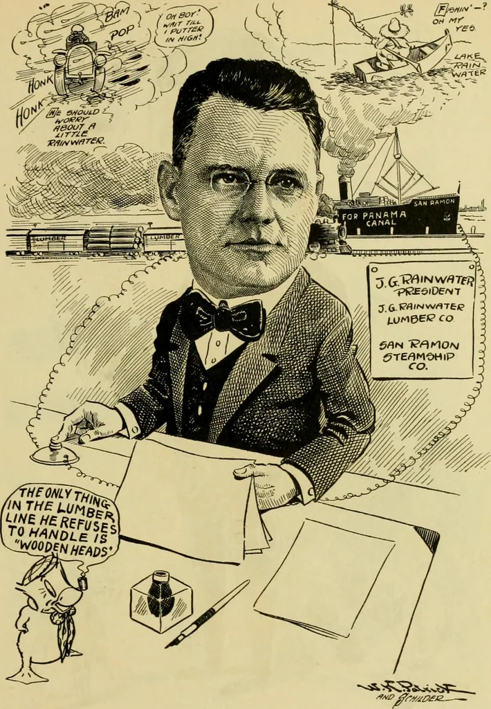 An illustration from Club men of Louisiana in caricature, 1917, leaf 148