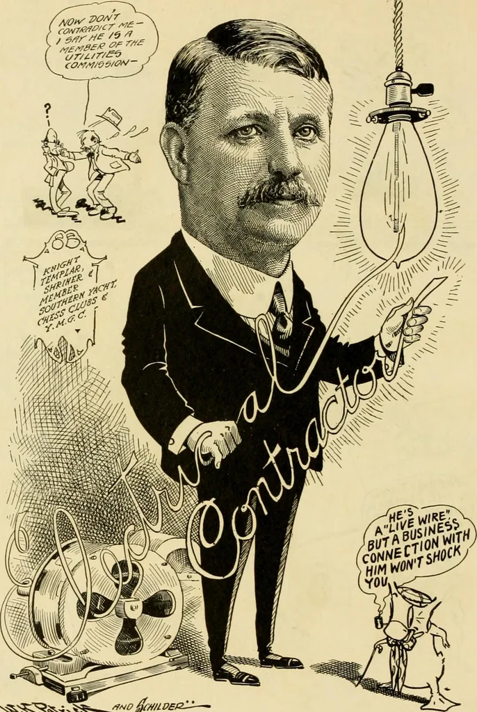 An illustration from Club men of Louisiana in caricature, 1917, leaf 149