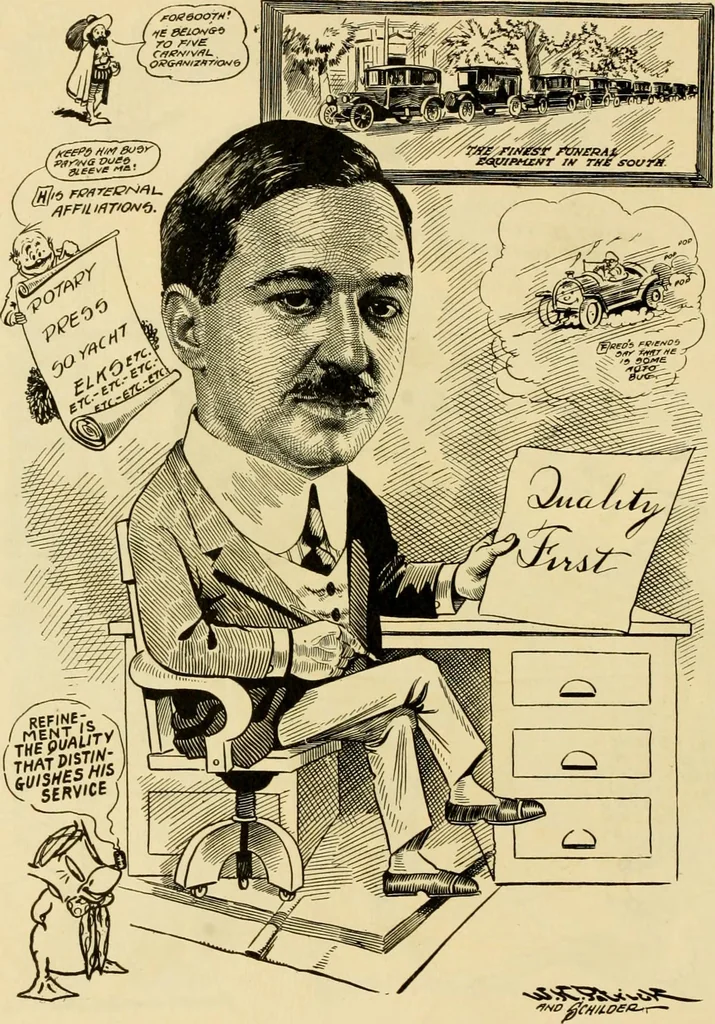 An illustration from Club men of Louisiana in caricature, 1917, leaf 155