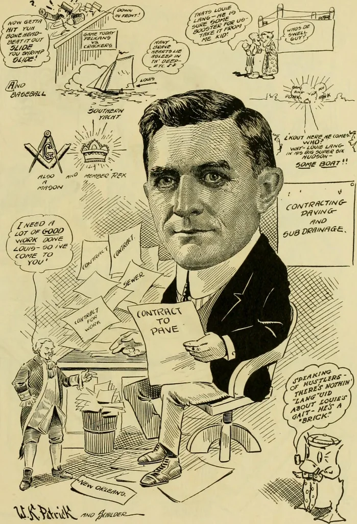 An illustration from Club men of Louisiana in caricature, 1917, leaf 162