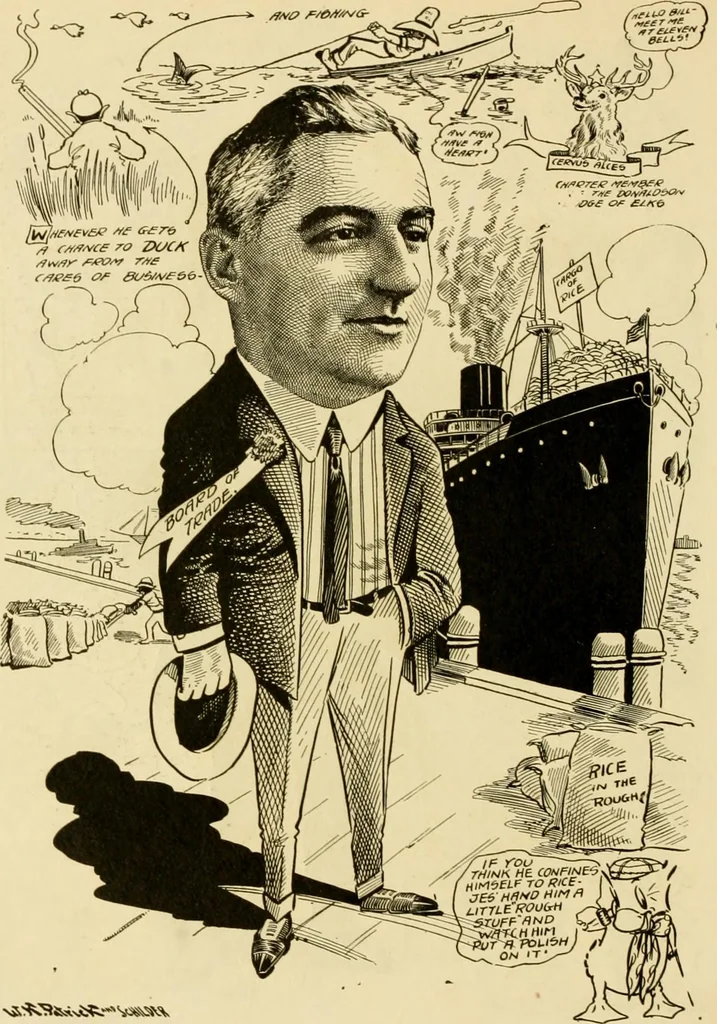 An illustration from Club men of Louisiana in caricature, 1917, leaf 177