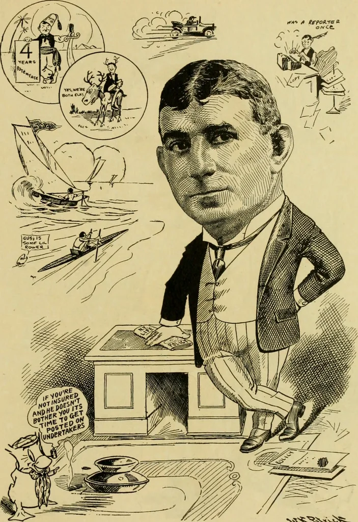 An illustration from Club men of Louisiana in caricature, 1917, leaf 182