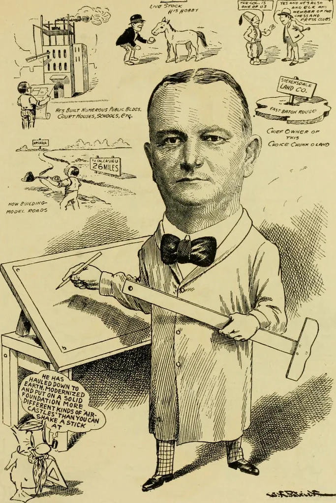 An illustration from Club men of Louisiana in caricature, 1917, leaf 184